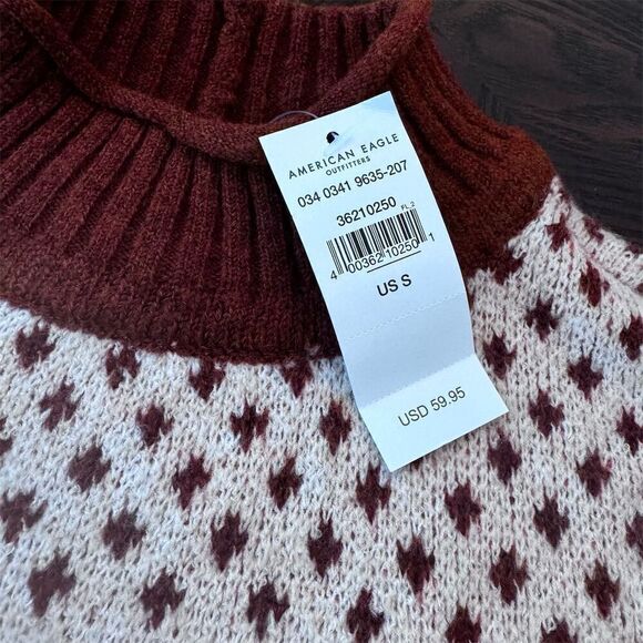 American Eagle‎ Women's Fair Isle Mock Neck Sweater Multicolor Size S - Picture 4 of 4